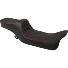 Drag Specialties Seats Predator III Seat - Extended Reach - Double Diamnd - Red Stitching - FLH/FLT '08-'24 - 0801-1925 Extended Reach Predator III Seat