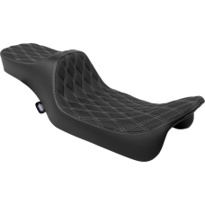 Drag Specialties Seats Predator III Seat - Extended Reach - Double Diamnd - Silver Stitching - FLH/FLT '08-'24 - 0801-1924 Extended Reach Predator III Seat