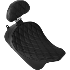 Drag Specialties Seats Solo Front Seat - Double Diamond - Black Stitch - w/ Backrest Option - FL '08-'23 - 0801-1955 Solo Front Seat with Backrest Option