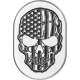 Figurati Designs Antenna Cover - Left Rear Fender - Contrast Cut American Flag Skull - Chrome - 1405-0314  FD27-AC-SS-LT