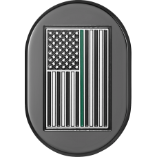 Figurati Designs Antenna Cover - Left Rear Fender - Green Line American Flag - Chrome - 1405-0351  FD72-AC-BLK-LT
