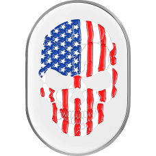 Figurati Designs Antenna Cover - Right Rear Fender - American Flag Skull - Chrome - 1405-0326  FD24-AC-SS-RT