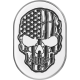 Figurati Designs Antenna Cover - Right Rear Fender - Contrast Cut American Flag Skull - Chrome - 1405-0333  FD27-AC-SS-RT