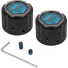 Figurati Designs Axle Nut Cover - Front - Stainless Steel - Legends Suspension Logo - Black - 0214-2895  FD02-FAC-BLK
