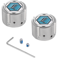 Figurati Designs Axle Nut Cover - Front - Stainless Steel - Legends Suspension Logo - Silver - 0214-2894  FD02-FAC-SS