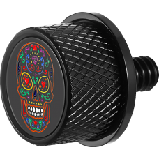 Figurati Designs Seat Mounting Knob - Black - Sugar Skull - 0820-0247  FD30-SEAT-SCREW-BLK