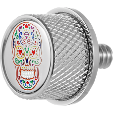 Figurati Designs Seat Mounting Knob - Stainless Steel - Sugar Skull - 0820-0246  FD30-SEAT-SCREW-SS