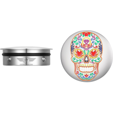 Figurati Designs Swing Arm Covers - Sugar Skull - Polished - Stainless Steel - 1303-0383  FD30-SAC-SS