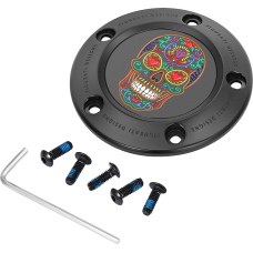 Figurati Designs Timing Cover - 5 Hole - Sugar Skull - Black - 0940-2165  FD30-TC-5H-BLK