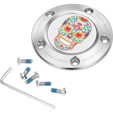 Figurati Designs Timing Cover - 5 Hole - Sugar Skull - Mirror Polished - Stainless Steel - 0940-2164  FD30-TC-5H-SS