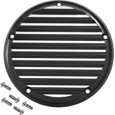 Joker Machine Derby Cover - 5 Hole - Finned - Black/Silver - M8 Softail - 1107-0736  06-965-2