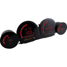 Koso North America HD-03L - Four-Piece LED Gauge Kit - Red Display - 2210-0665  BA064921