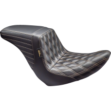 Le Pera Kickflip Up Front Seat - Double Diamond w/ Chestnut Thread - Black - FL/FX '18-'24 - 0802-1554  LYRU-590DD-CHET
