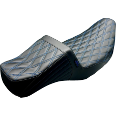 Le Pera Tailwhip Daddy Long Legs Seat - Double Diamond w/ Blue Thread - FLH/FLT '08-'24 - 0801-1543  LK-587DLDD-BLUE