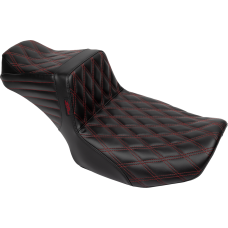 Le Pera Tailwhip Daddy Long Legs Seat - Red Double Diamond Stitch - FLH/FLT '23-'24 - 0801-1856  LV-587DLDD-R01