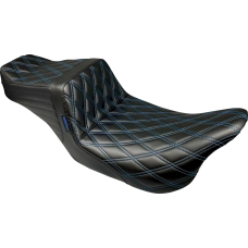 Le Pera Tailwhip Seat - Double Diamond w/ Blue Thread - Black - FLH/FLT '08-'24 - 0801-1542  LK-587DD-BLUE