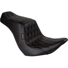Le Pera Tailwhip Up Front Seat - Double Diamond w/ Chestnut Thread - Black - FLSB/FXLR '18-'24 - 0802-1549  LYRU-580DD-CHET
