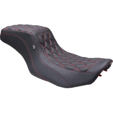 Mustang One Piece 2-Up Squareback Seat - Double Diamond - Black Cherry Stitch - FLH/FLT '23-'24 - 0801-1905  88415DC