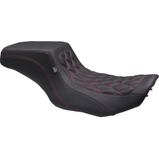 Mustang One Piece 2-Up Squareback Seat - Double Diamond - Black Cherry Stitch - FLH/FLT '23-'24 - 0801-1910  88416DC