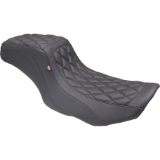 Mustang One Piece 2-Up Squareback Seat - Double Diamond - Black Stitch - FLH/FLT '23-'24 - 0801-1903 88415