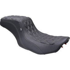 Mustang One Piece 2-Up Squareback Seat - Double Diamond - Gunmetal Stitch - FLH/FLT '23-'24 - 0801-1904  88415GM