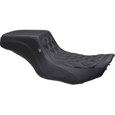 Mustang One Piece 2-Up Squareback Seat - Double Diamond - Gunmetal Stitch - FLH/FLT '23-'24 - 0801-1908  88416GM