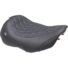 Mustang Wide Tripper Seat - Solo - Dark Brown/Sky Blue Stitching - FLT/FLH '23-'25 - 0801-2026  89503SB
