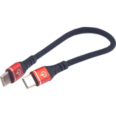 Ridepower Male USB-C to Male USB-C Cable - Phone Charger - Heavy-Duty - 7-1/2" - Black/Red - 3807-0717  RPUSBCUSBC75