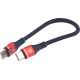 Ridepower Male USB-C to Male USB-C Cable - Phone Charger - Heavy-Duty - 7-1/2" - Black/Red - 3807-0717  RPUSBCUSBC75