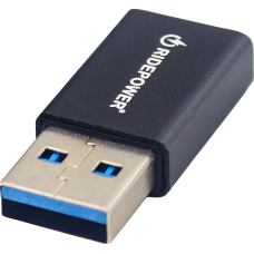 Ridepower Male USB to Female USB-C Adapter - Power - Compact - Black - 3807-0716  RPUSBUSBCADPT