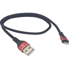 Ridepower Male USB to Male Lightning Cable - Phone - Charger - 18" - Black/Red - 3807-0715  RPUSBLHT18