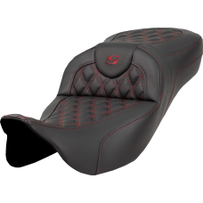 Saddlemen Extended Reach Roadsofa Seat - Lattice Stitch - Burgundy Stitch - without Backrest - FL '08-'24 - 0801-1593  808-07B-18408