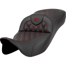 Saddlemen Extended Reach Roadsofa Seat - Lattice Stitch - Red Stitch - without Backrest - FL '08-'24 - 0801-1588  808-07B-18404