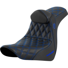 Saddlemen Pro Series SDC Performance Seat - w/ Backrest - Blue Stitch - FL/FX '18-'23 - 0802-1597  SC81829BLURT