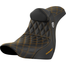 Saddlemen Pro Series SDC Performance Seat - w/ Backrest - Gold Stitch - FL/FX '18-'23 - 0802-1598  SC81829GOLRT