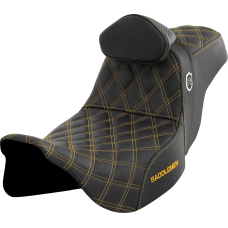 Saddlemen Pro Series SDC Performance Seat - w/ Backrest - Gold Stitch - FLH/FLT '08-'23 - 0801-1663  SC80807GOLRT