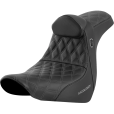Saddlemen Pro Series SDC Performance Seat - w/ Backrest - Gray Stitch - FL/FX '18-'23 - 0802-1599  SC81829GRERT