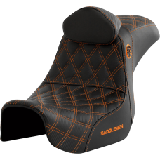 Saddlemen Pro Series SDC Performance Seat - w/ Backrest - Orange Stitch - Dyna '06-'17 - 0803-0741  SC80604ORART