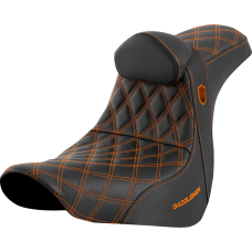 Saddlemen Pro Series SDC Performance Seat - w/ Backrest - Orange Stitch - FL/FX '18-'23 - 0802-1600  SC81829ORART