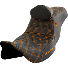 Saddlemen Pro Series SDC Performance Seat - w/ Backrest - Orange Stitch - FLH/FLT '08-'23 - 0801-1664  SC80807ORART