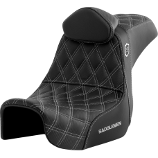 Saddlemen Pro Series SDC Performance Seat - w/ Backrest - Silver Stitch - Dyna '06-'17 - 0803-0739  SC80604SILRT