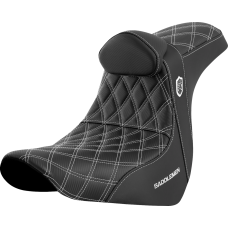 Saddlemen Pro Series SDC Performance Seat - w/ Backrest - White Stitch - FL/FX '18-'23 - 0802-1602  SC81829WHIRT