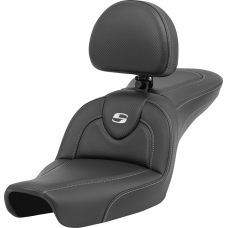 Saddlemen Roadsofa Carbon Fiber Seat - Carbon Fiber - with Backrest - FXD '96-'03 - 0803-0714  896-04-185BR