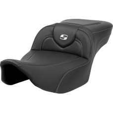 Saddlemen Roadsofa Extended Reach Seat - Carbon Fiber - Silver Stitch/Silver Logo - no Backrest - FL '23-'24 - 0801-1633  823-07-186