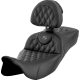 Saddlemen Roadsofa Extended Reach Seat - Lattice Stitch - Dark Gray Stitch - with Backrest - FL '08-'24 - 0801-1620  808-07B-184B2