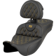 Saddlemen Roadsofa Extended Reach Seat - Lattice Stitch - Gold Stitch - with Backrest - FL '08-'23 - 0801-1985  808-07B-184B7