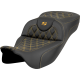 Saddlemen Roadsofa Extended Reach Seat - Lattice Stitch - Gold Stitch - without Backrest - FL '08-'23 - 0801-1990  808-07B-18407