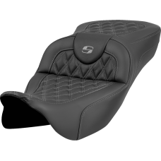 Saddlemen Roadsofa Extended Reach Seat - Lattice Stitch - Gray Stitch - without Backrest - FL '08-'23 - 0801-1989  808-07B-18402
