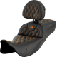 Saddlemen Roadsofa Extended Reach Seat - Lattice Stitch - Orange Stitch - with Backrest - FL '08-'24 - 0801-1621  808-07B-184B3
