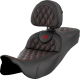 Saddlemen Roadsofa Extended Reach Seat - Lattice Stitch - Red Stitch - with Backrest - FL '08-'24 - 0801-1622  808-07B-184B4